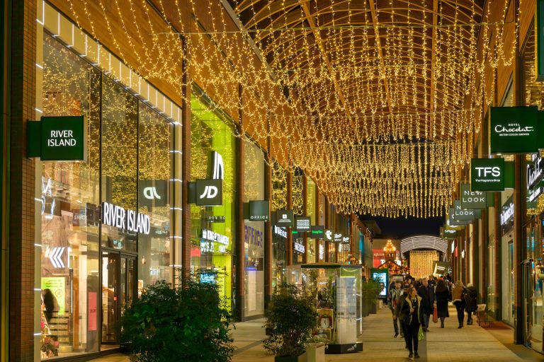 Christmas Canopy: canopy of warm white lights over The Lexicon, Bracknell