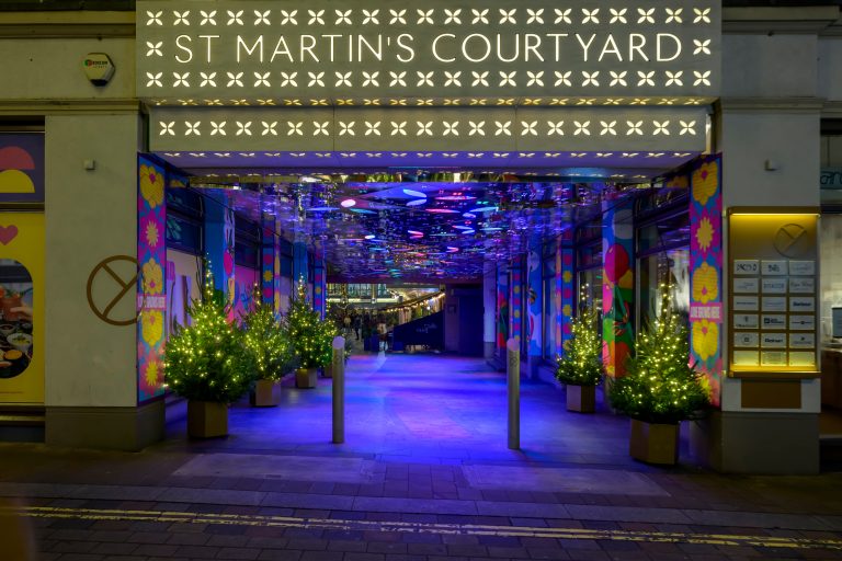 Lantern Garden: Christmas trees in St Martin's Courtyard at The Yards, London